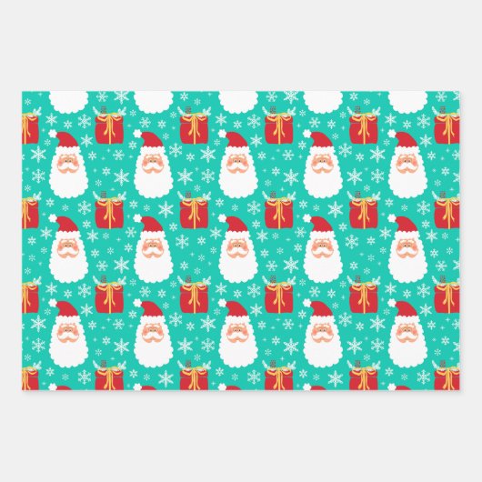 かわいいサンタクリスマススノーフレーク&ギフトラッピングP ラッピングペーパーシート (正面)