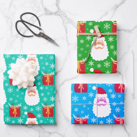 かわいいサンタクリスマススノーフレーク&ギフトラッピングP ラッピングペーパーシート (正面)