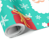 かわいいサンタクリスマススノーフレーク&ギフト ラッピングペーパー (ロールコーナー)