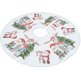 かわいいサンタクリスマスツリートナカイと格言 ブラッシュドポリエステルツリースカート