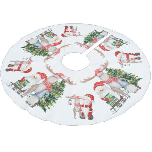 かわいいサンタクリスマスツリートナカイと格言 ブラッシュドポリエステルツリースカート