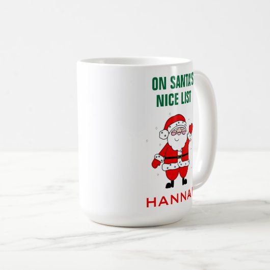 かわいいサンタクリスマスニースリスト名を追加 コーヒーマグカップ (正面右)