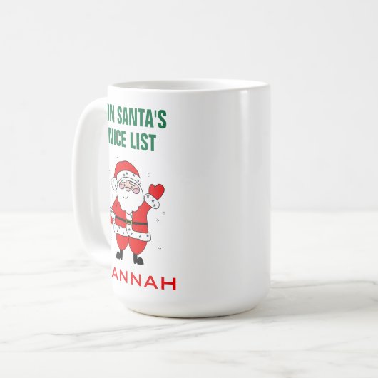 かわいいサンタクリスマスニースリスト名を追加 コーヒーマグカップ (正面左)