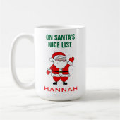 かわいいサンタクリスマスニースリスト名を追加 コーヒーマグカップ (左)