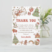 かわいいサンタクリスマスバースデーパーティーサンキューカード 招待状 (スタンド正面)