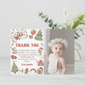 かわいいサンタクリスマスバースデーパーティーサンキューカード 招待状 (スタンド正面)