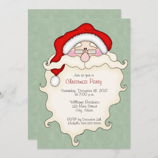 かわいいサンタクリスマスパーティの招待状 招待状 (正面/裏面)