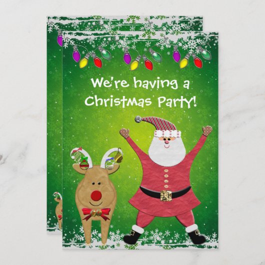 かわいいサンタクリスマスパーティー招待状 招待状 (正面/裏面)