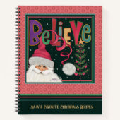 かわいいサンタクリスマスピンクガーリーレシピ ノートブック (正面)