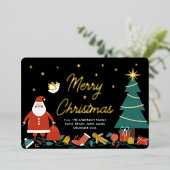 かわいいサンタクリスマスフォイル休日グリーティングカード 箔シーズンカード (立ち正面)