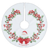 かわいいサンタクリスマスベリーバウ家族の名前 ブラッシュドポリエステルツリースカート (正面)