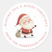 かわいいサンタクリスマスホリデー ラウンドシール (正面)