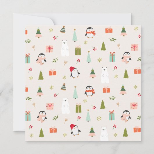 かわいいサンタクリスマスリースの写真カード 招待状 (裏面)