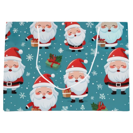 かわいいサンタクリスマス ラージペーパーバッグ (正面)