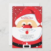 かわいいサンタクロースが赤いクリスマスホリデーパーティー 招待状 (正面)