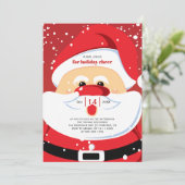 かわいいサンタクロースが赤いクリスマスホリデーパーティー 招待状 (スタンド正面)