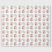 かわいいサンタクロースとギフトボックスクリスマス ラッピングペーパー (フラット)