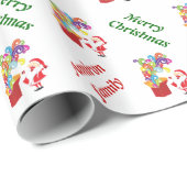 かわいいサンタクロースとギフトボックスクリスマス ラッピングペーパー (ロールコーナー)