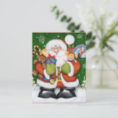 かわいいサンタクロースとクリスマスのおもちゃ シーズンポストカード (スタンド正面)