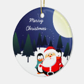 かわいいサンタクロースとペンギンのクリスマスオーナメント セラミックオーナメント (左)