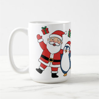 かわいいサンタクロースとペンギンのクリスマスコーヒーマグ コーヒーマグカップ