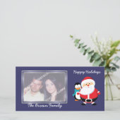 かわいいサンタクロースとペンギン冬のフォトカード シーズンカード (スタンド正面)