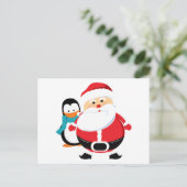 かわいいサンタクロースとペンギン シーズンポストカード (スタンド正面)