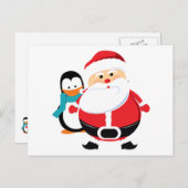 かわいいサンタクロースとペンギン シーズンポストカード (正面/裏面)
