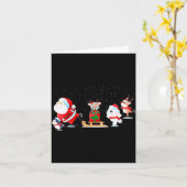 かわいいサンタクロースと友達のスケート - 家族 カード (黄色い花)