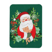 かわいいサンタクロースと猫 マグネット (縦)