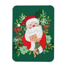 かわいいサンタクロースと猫