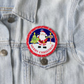 かわいいサンタクロースと雪のシーンのクリスマス 缶バッジ (インサイチュ)