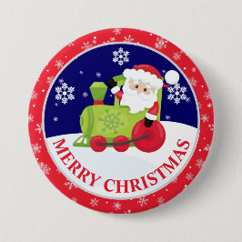 かわいいサンタクロースと雪のシーンのクリスマス 缶バッジ
