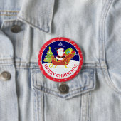 かわいいサンタクロースと雪のシーンのクリスマス 缶バッジ (インサイチュ)