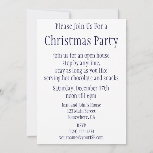 かわいいサンタクロースのおもちゃ煙突の雪クリスマスパーティー 招待状 (裏面)