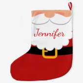 かわいいサンタクロースのひげパーソナライズされたとベルト ラージクリスマスストッキング (裏面)