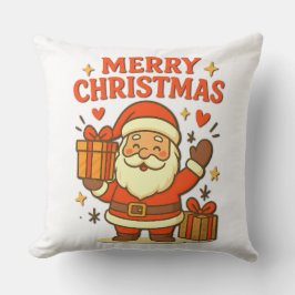 かわいいサンタクロースのクリスマスアート - メリークリスマス クッション