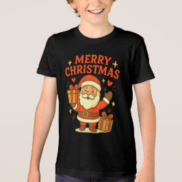 かわいいサンタクロースのクリスマスアート - メリークリスマス トライブレンドＴシャツ
