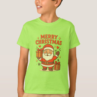 かわいいサンタクロースのクリスマスアート - メリークリスマス Tシャツ