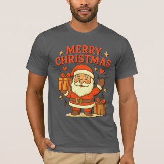 かわいいサンタクロースのクリスマスアート - メリークリスマス Tシャツ