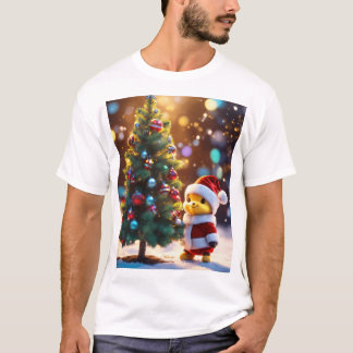 かわいいサンタクロースのクリスマスアート Tシャツ