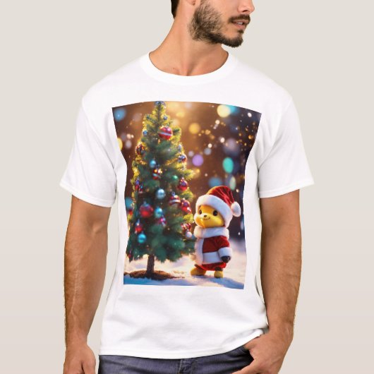 かわいいサンタクロースのクリスマスアート Tシャツ (正面)
