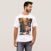 かわいいサンタクロースのクリスマスアート Tシャツ (正面フル)