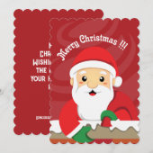 かわいいサンタクロースのクリスマスカード (正面/裏面)