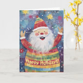 かわいいサンタクロースのクリスマスカード カード (黄色い花)