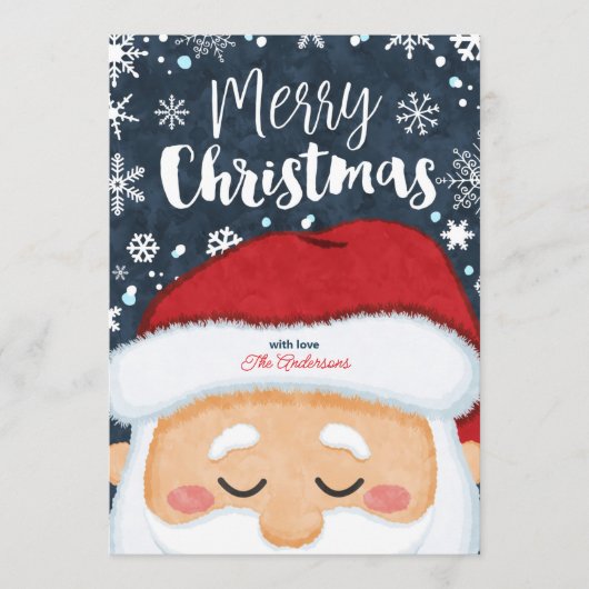 かわいいサンタクロースのクリスマスグリーティングカード シーズンカード (正面)