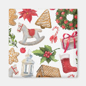 かわいいサンタクロースのクリスマススイーツパーソナライズされた マグネット (正面)