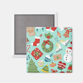 かわいいサンタクロースのクリスマススイーツパーソナライズされた マグネット (正面/裏面)