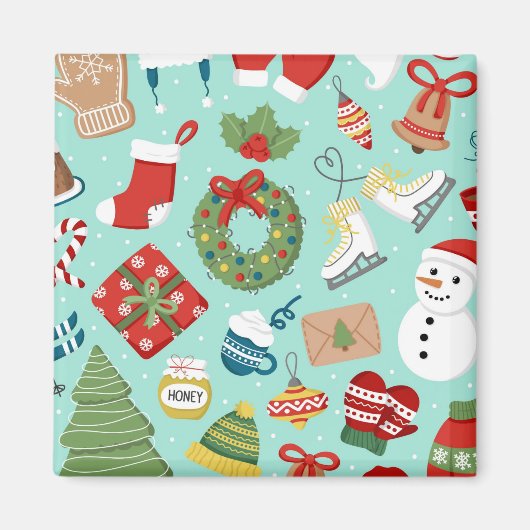 かわいいサンタクロースのクリスマススイーツパーソナライズされた マグネット (正面)