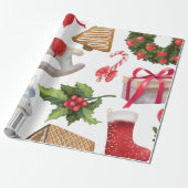 かわいいサンタクロースのクリスマススイーツパーソナライズされた ラッピングペーパー (アンロールド)